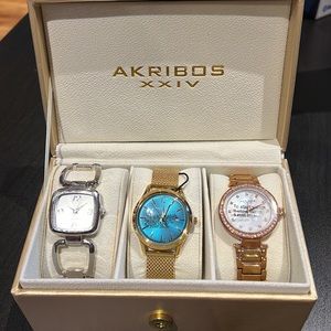 Akribos XXIV women’s watch set with matching watch box